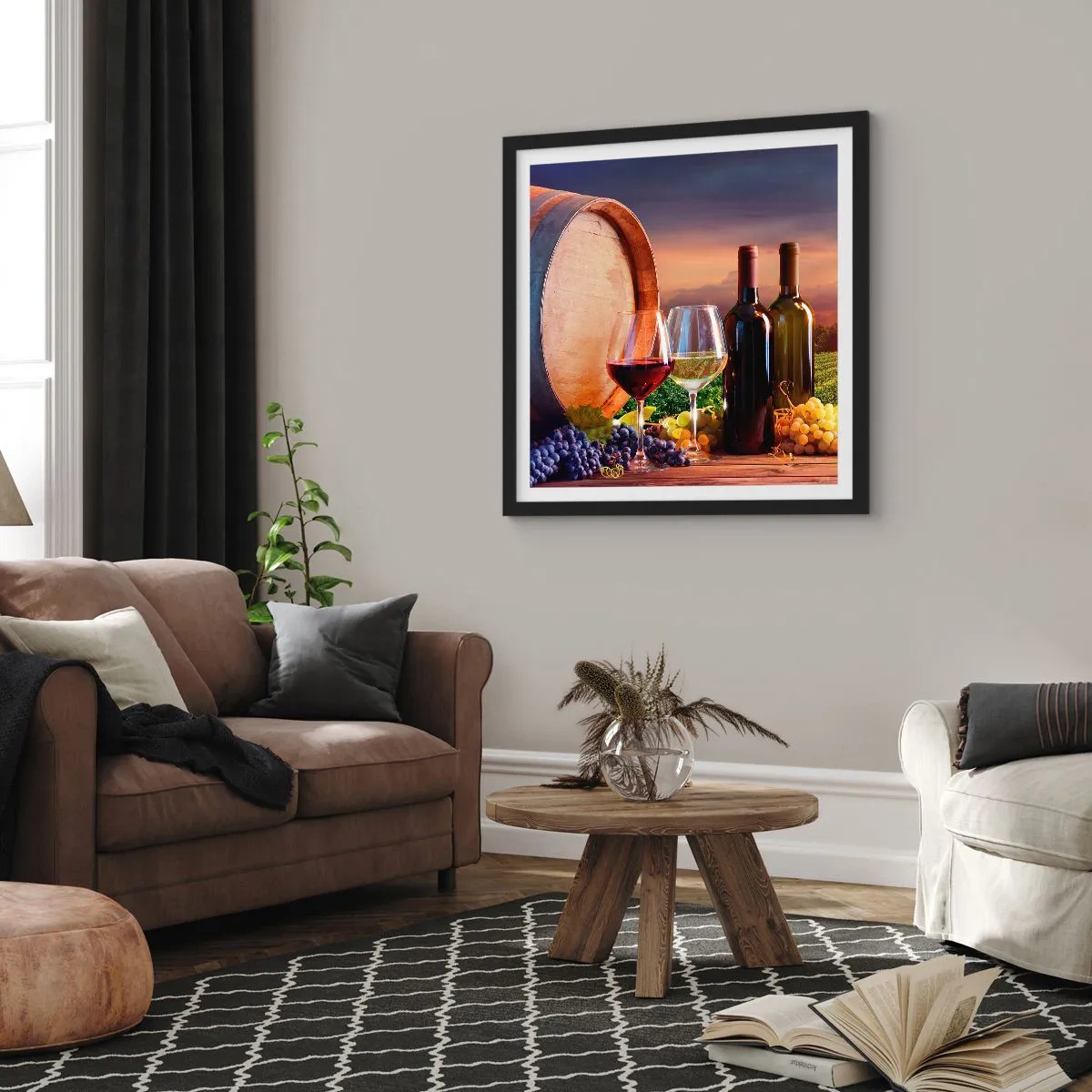 Affiche dans un cadre noir - Poster - Ici la vie a du goût - 60x60 cm