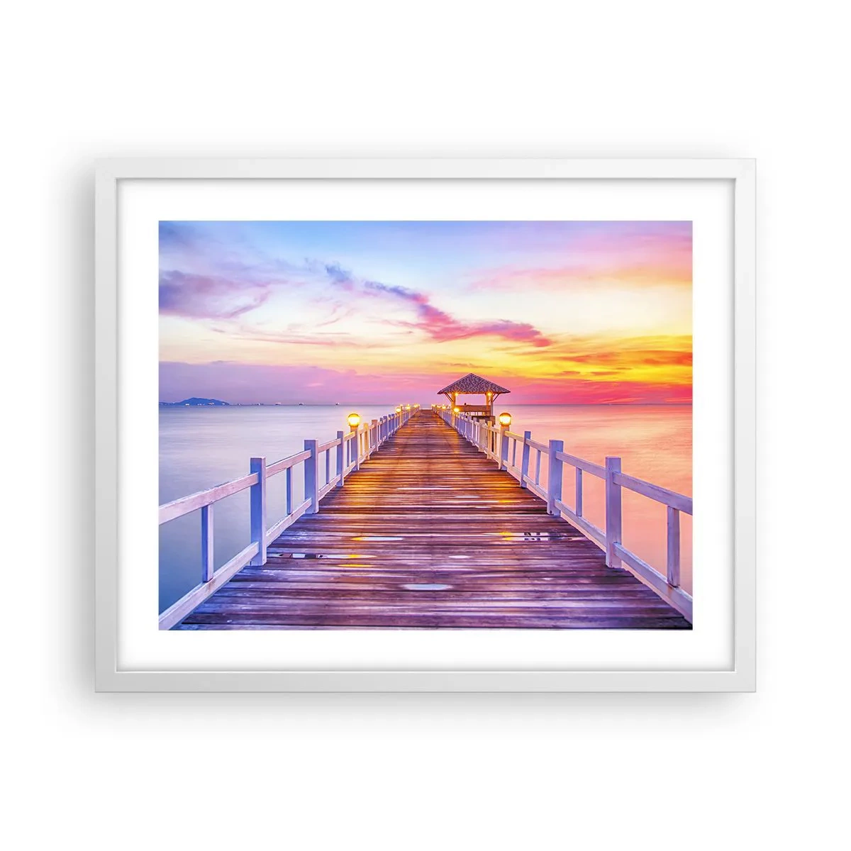 Affiche dans un cadre blanc - Poster - Le silence lilas-doré du soir - 50x40 cm