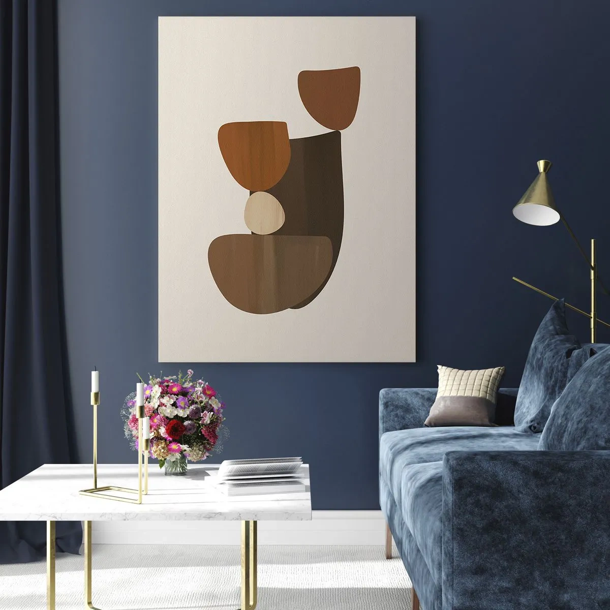 Impression sur verre - Image sur verre - Composition abstraite dans les tons marron et beige - 50x70cm - Composition de marrons - Décoration murale moderne pour le salon et la chambre ARTTOR