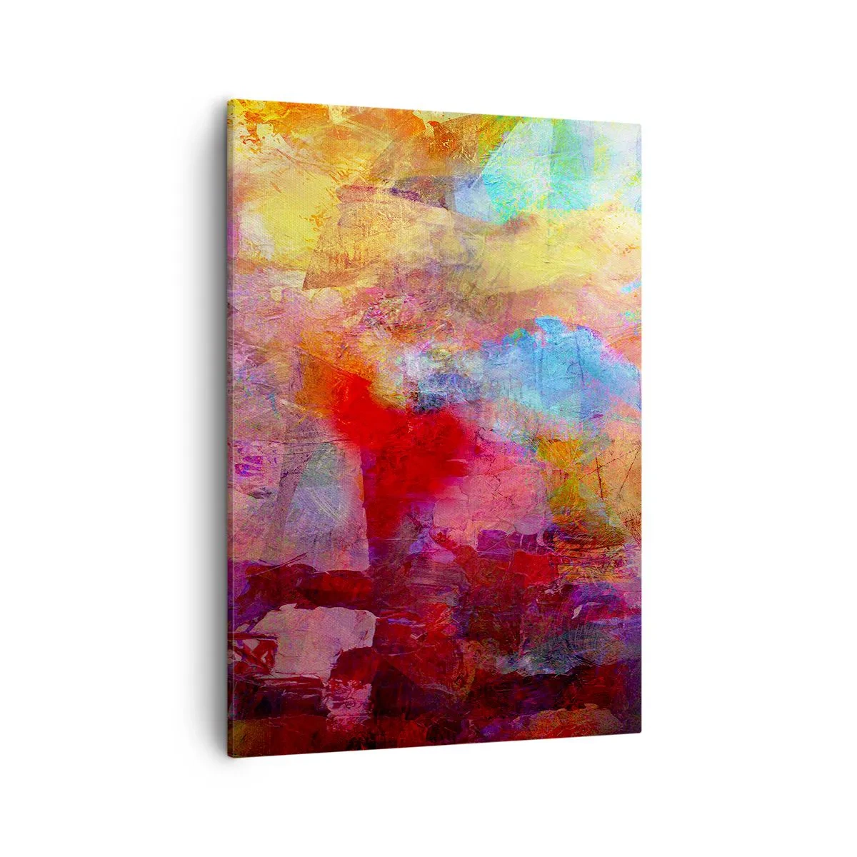 Impression sur toile - Image sur toile - Abstraction colorée dans des tons chauds et froids - 50x70cm - Regardez à l'intérieur de l'arc-en-ciel - Décoration murale moderne pour le salon et la chambre ARTTOR