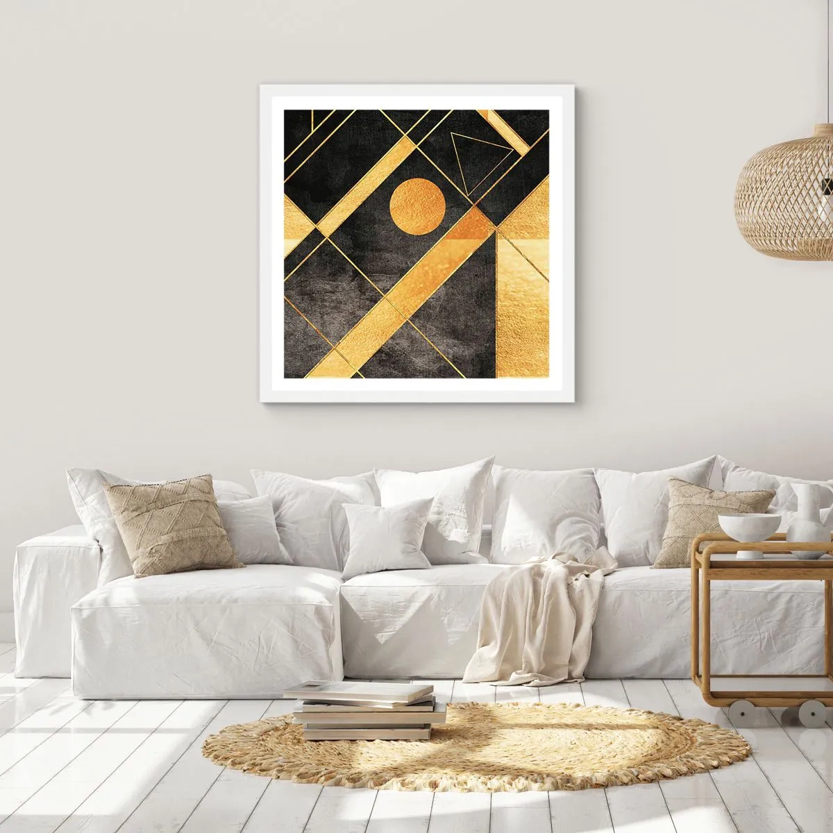 Affiche dans un cadre blanc - Poster - Soleil du désert - 40x40 cm