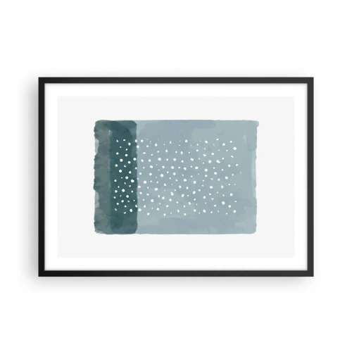 Affiche dans un cadre noir - Poster - Une peinture minimaliste dans des tons de bleu avec des pois - 70x50cm - Évolution de bleus - Décoration murale moderne pour le salon et la chambre ARTTOR