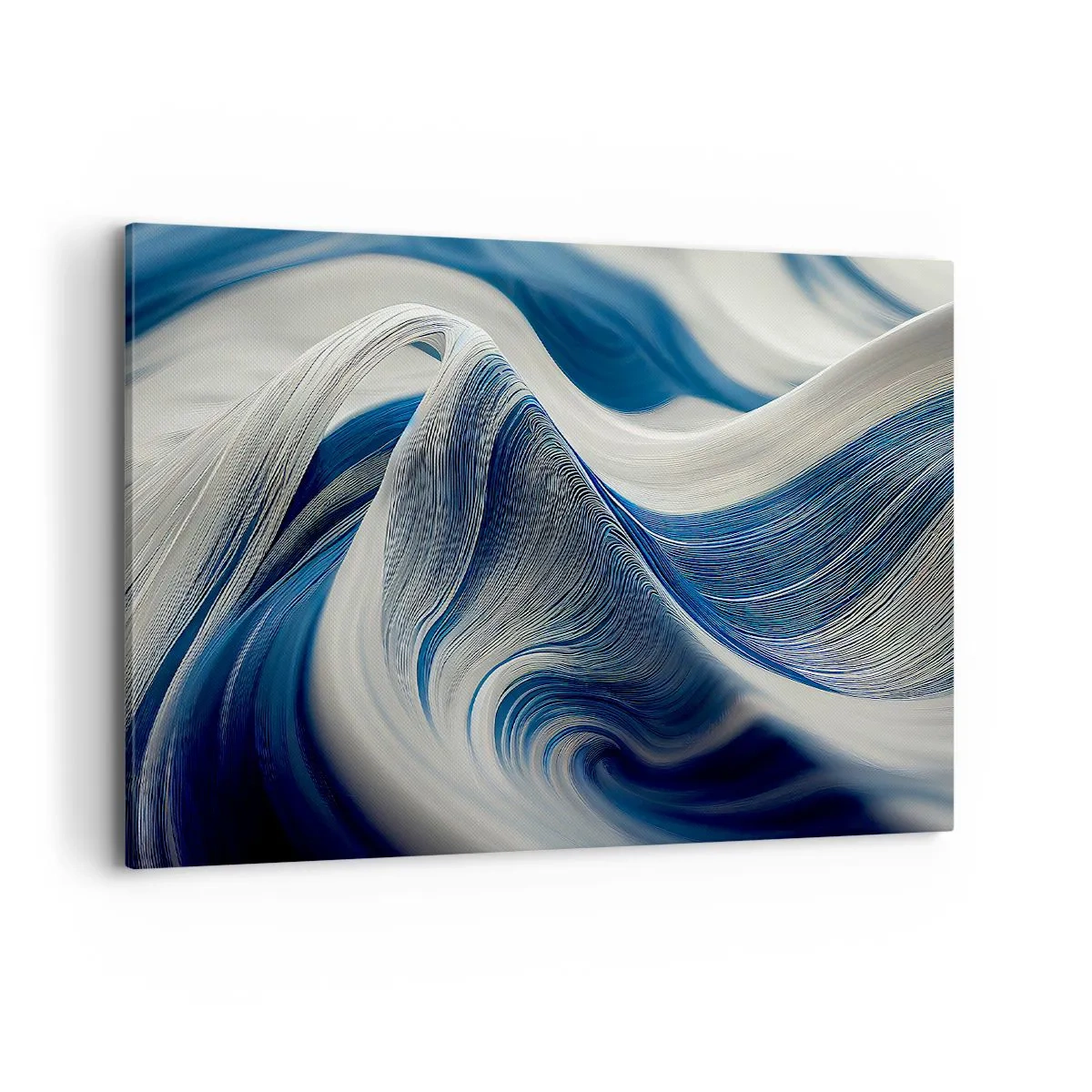 Impression sur toile - Image sur toile - Vagues abstraites dans des tons de bleu et de blanc - 100x70cm - La fluidité du bleu et du blanc - Décoration murale moderne pour le salon et la chambre ARTTOR
