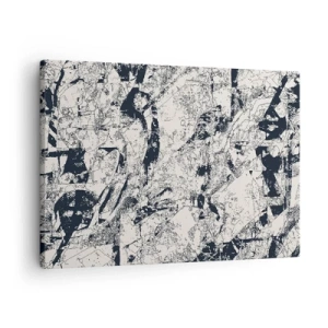 Impression sur toile - Image sur toile - Composition abstraite en noir et blanc avec une mise en page dynamique - 70x50cm - Interpénétration des contraires - Décoration murale moderne pour le salon et la chambre ARTTOR