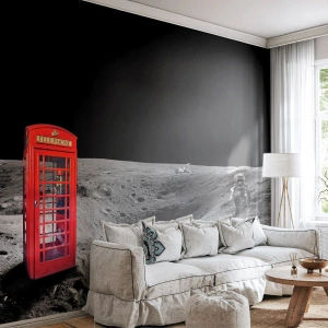 Papier Peint Photo Premium Canvas - Une blague cosmique - Abstraction, Lune, Astronaute - 350x256 cm