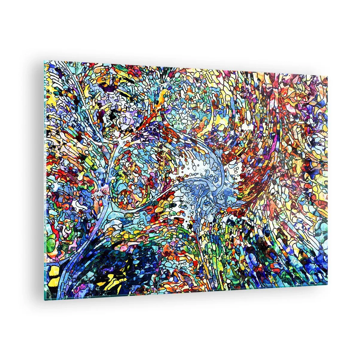 Impression sur verre - Image sur verre - Motifs abstraits colorés rappelant les vitraux - 70x50cm - Goutte de vitrail - Décoration murale moderne pour le salon et la chambre ARTTOR