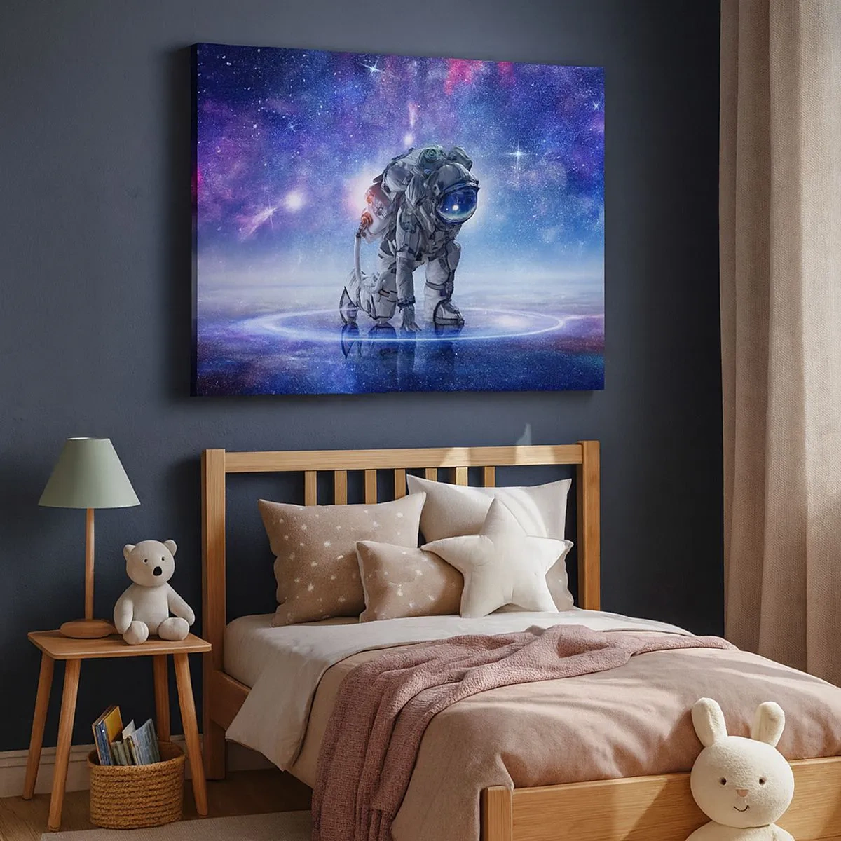Impression sur toile - Image sur toile - Astronaute dans un paysage galactique - 70x50cm - Le ciel étoilé au dessus de moi - Décoration murale moderne pour le salon et la chambre ARTTOR