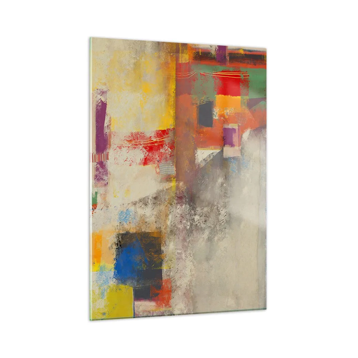Impression sur verre - Image sur verre - Abstraction colorée avec des formes géométriques - 50x70cm - Géométrie des couleurs - Décoration murale moderne pour le salon et la chambre ARTTOR