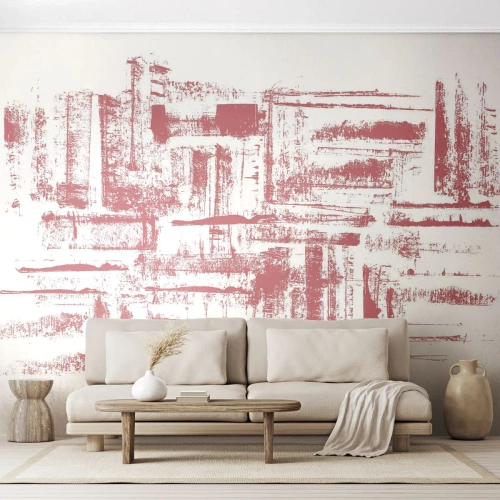 Papier Peint Photo Premium Canvas - La ville rouge - Abstraction, Graphique, Peinture - 250x175 cm
