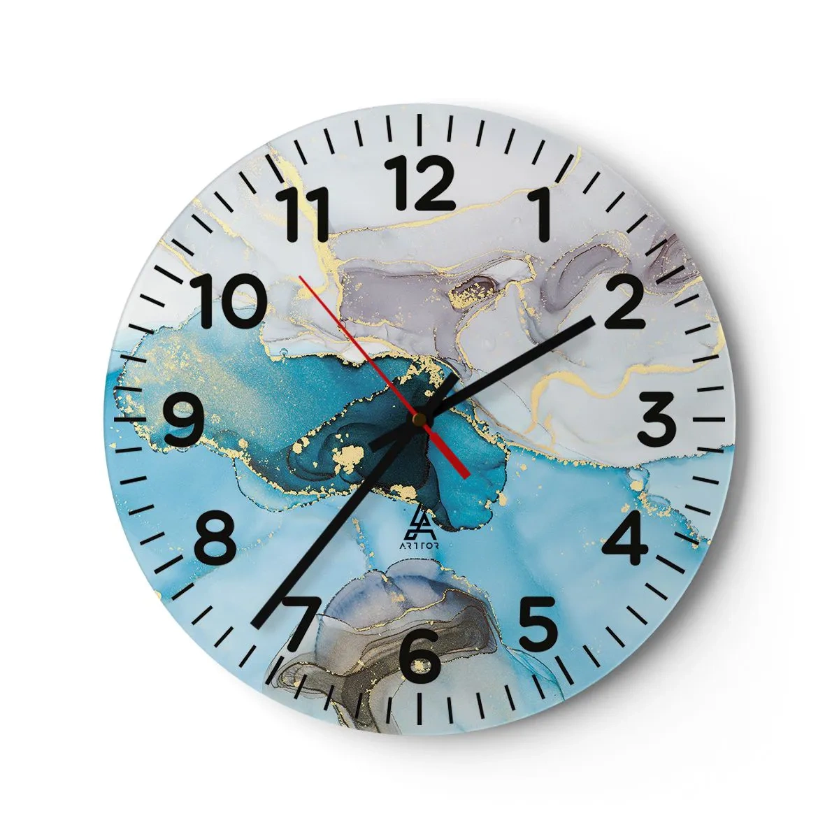 Horloge murale - Pendule murale - Etude de la rencontre gris et turquoise - 40x40 cm