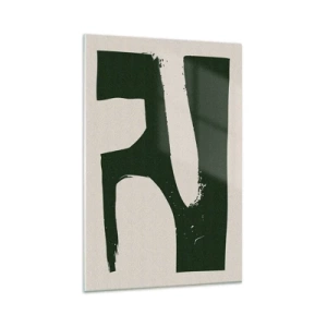 Impression sur verre - Image sur verre - Abstrait minimaliste en vert sur fond clair - 80x120cm - Baies blanches - Décoration murale moderne pour le salon et la chambre ARTTOR
