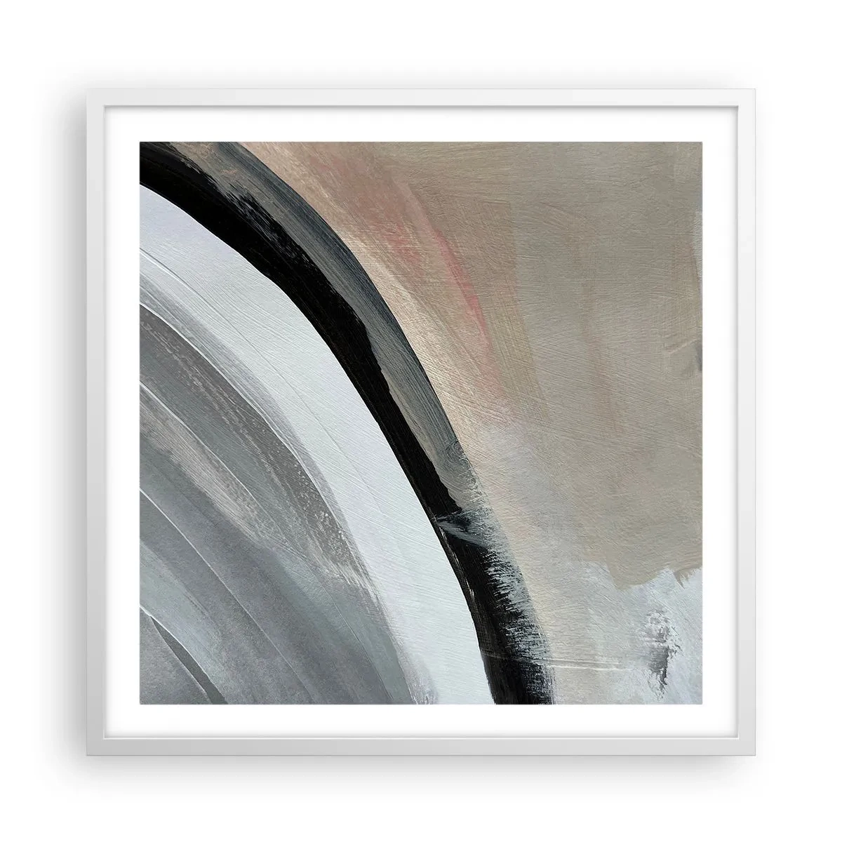 Affiche dans un cadre blanc - Poster - Composition : arc de noir et gris - 60x60 cm