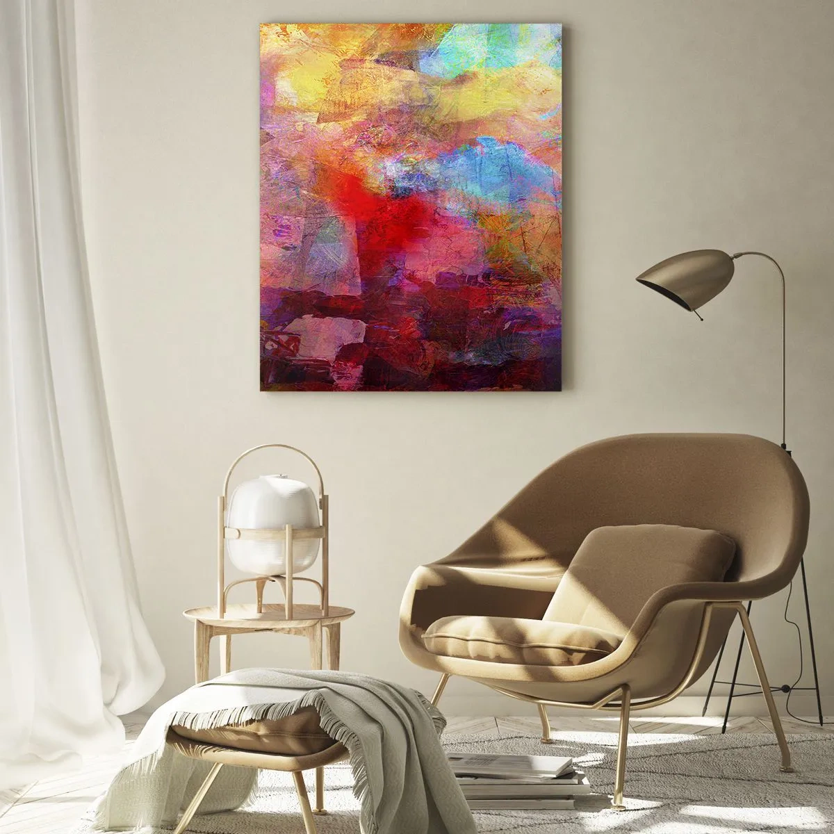 Impression sur verre - Image sur verre - Abstraction colorée aux nuances intenses - 50x70cm - Regardez à l'intérieur de l'arc-en-ciel - Décoration murale moderne pour le salon et la chambre ARTTOR