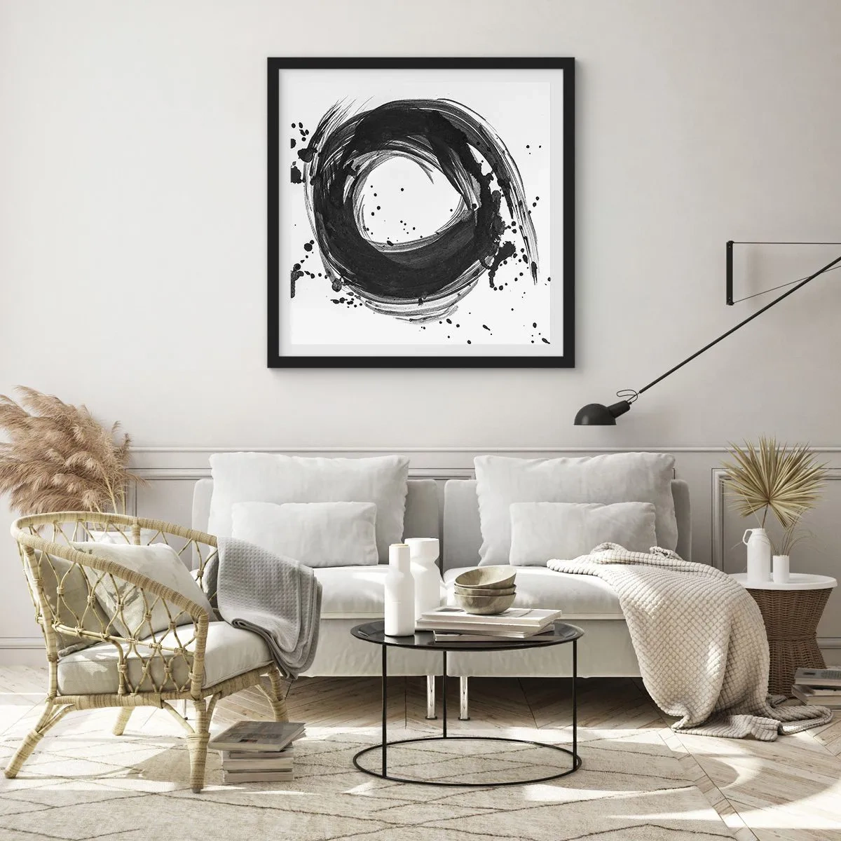 Affiche dans un cadre noir - Poster - Le tourbillon de la création - 30x30 cm