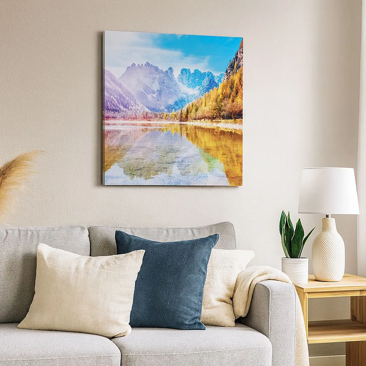 Impression sur toile - Image sur toile - C'est déjà le printemps à la montagne - 30x30 cm