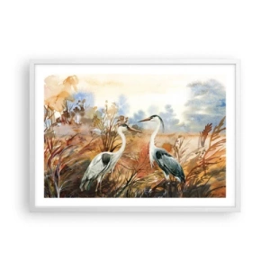 Affiche dans un cadre blanc - Poster - Jusqu'où en automne ? - 70x50 cm