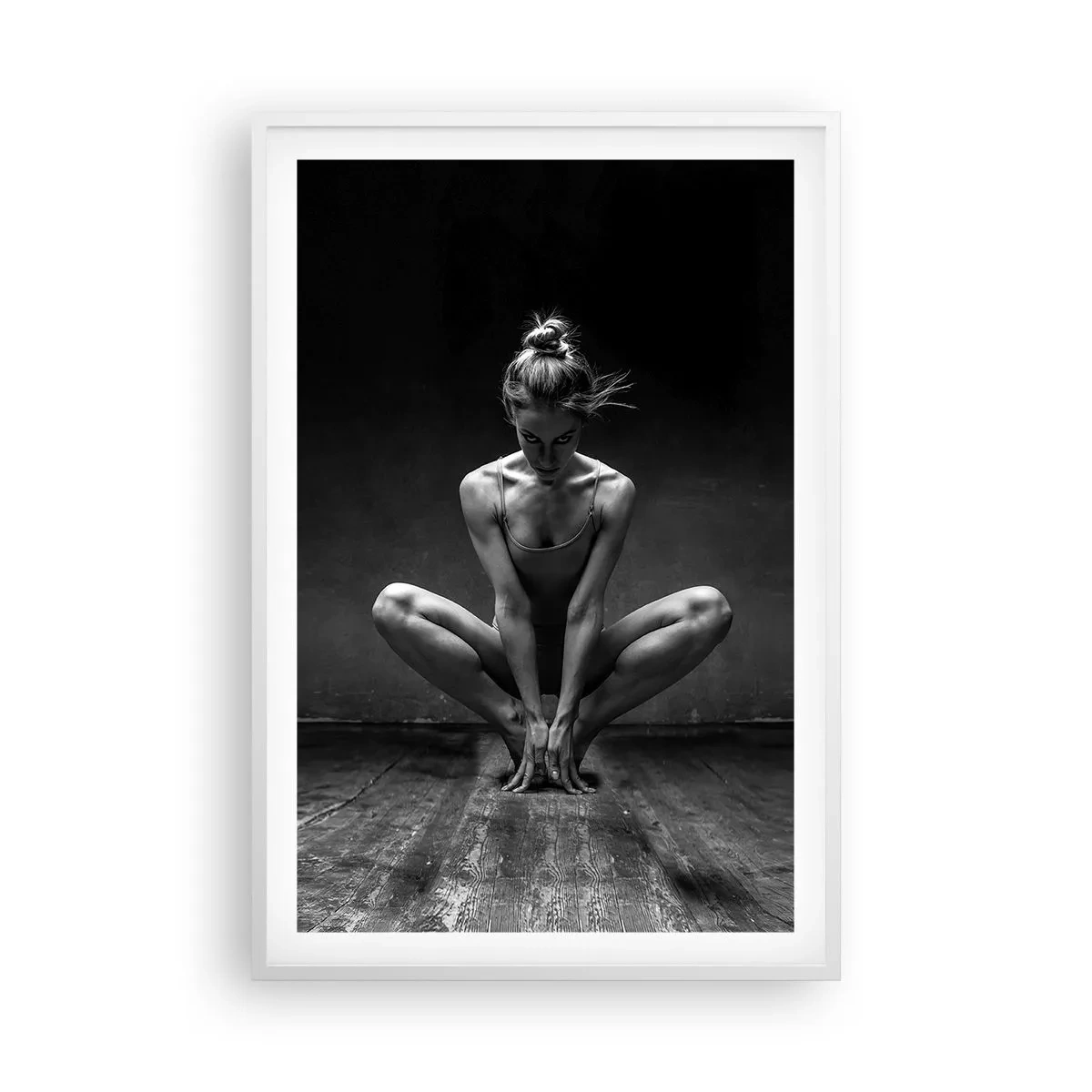 Affiche dans un cadre blanc - Poster - Concentration de l'énergie de la danse - 61x91 cm