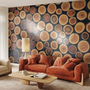 Papier Peint Autocollant Deluxe Sticker - Quel âge je semble avoir ? - Tronc d'arbre, Forêt, Morceau - 100x70 cm