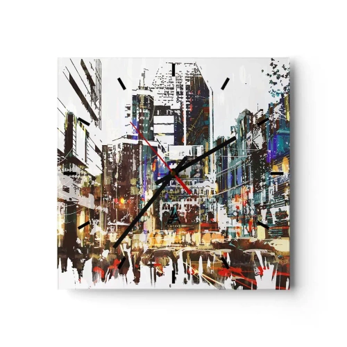 Horloge murale - Pendule murale - Un paysage urbain moderne dans un style artistique - 30x30cm - Une ville chatoyante - Décoration murale moderne pour le salon et la chambre ARTTOR