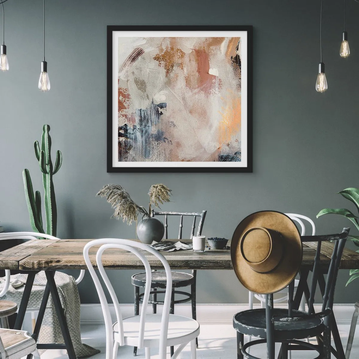 Affiche dans un cadre noir - Poster - Abstraction brumeuse - 40x40 cm