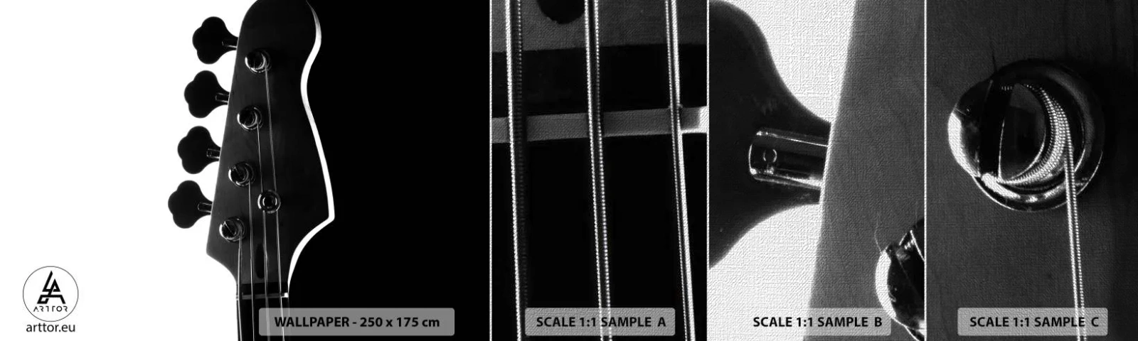 Échantillon de Papier Peint Premium Canvas - Silence de roche - Guitare, Musique, Moderne - 100x30 cm