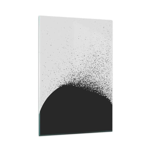 Impression sur verre - Image sur verre - Motif abstrait avec des particules noires sur un fond clair - 80x120cm - Mouvement des molécules - Décoration murale moderne pour le salon et la chambre ARTTOR