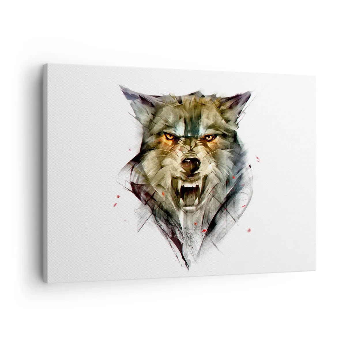 Impression sur toile - Image sur toile - Un loup dangereux sous une forme dynamique et artistique - 70x50cm - Pas un pas ! - Décoration murale moderne pour le salon et la chambre ARTTOR