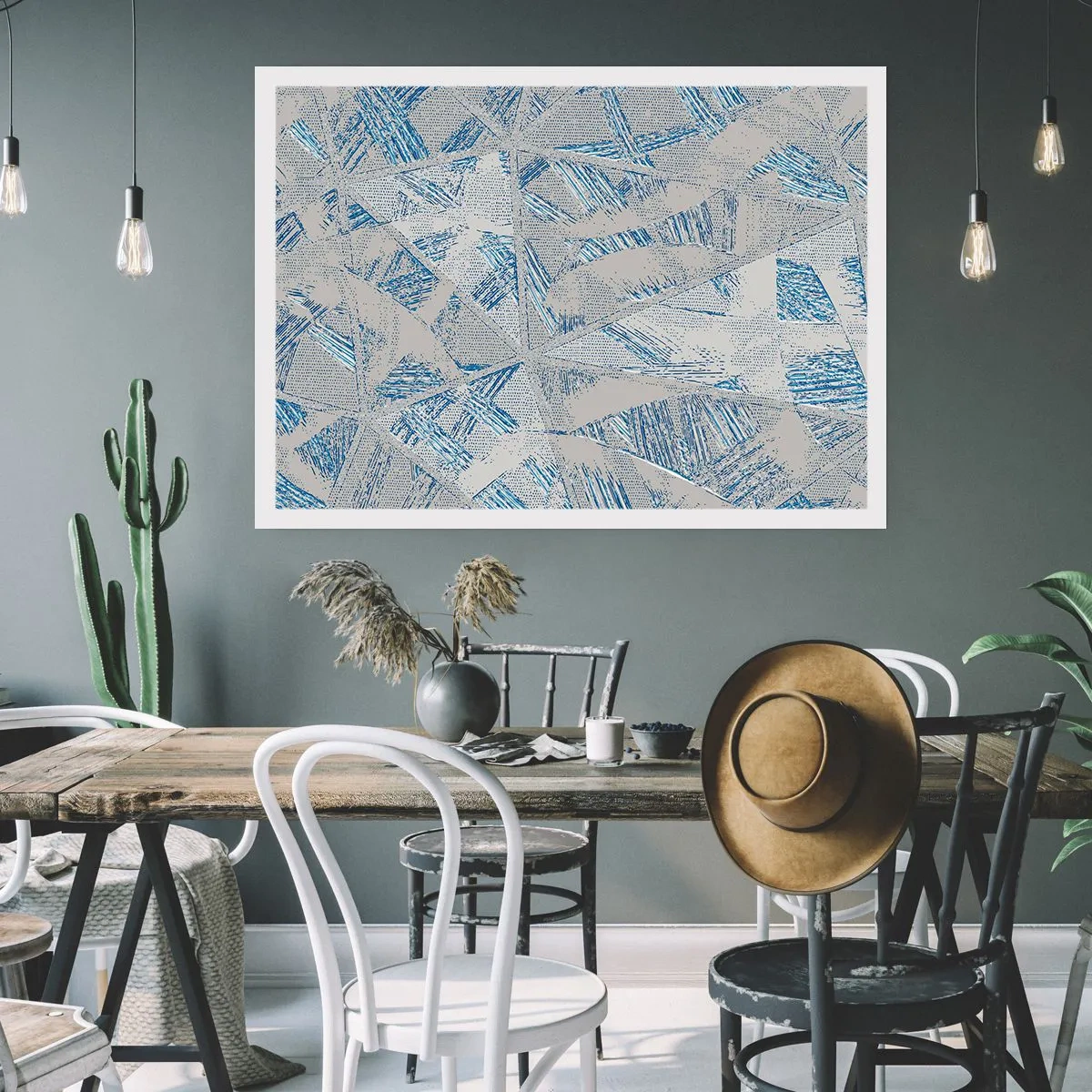 Affiche - Poster - Dans un labyrinthe bleu-gris - 91x61 cm