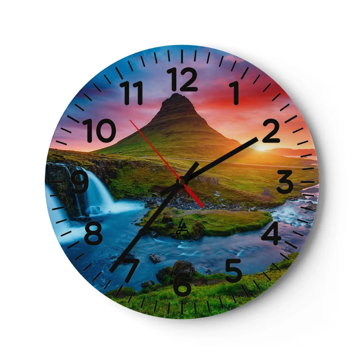 Horloge murale - Pendule murale - Islande - feu et eau - 30x30 cm