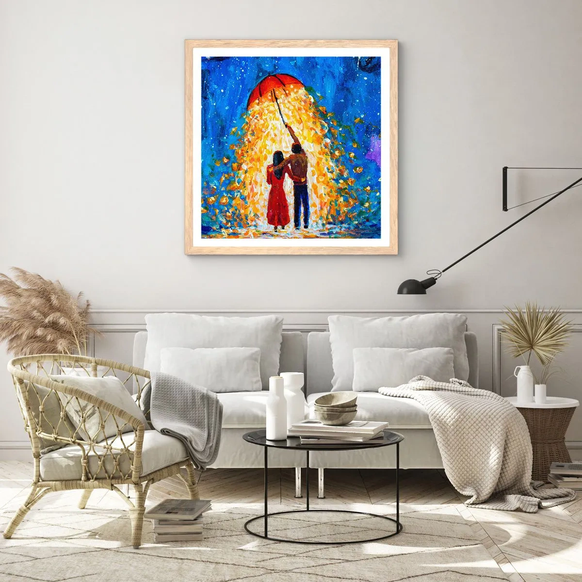 Affiche dans un chêne clair - Poster - La magie d'une soirée pluvieuse ? - 50x50 cm