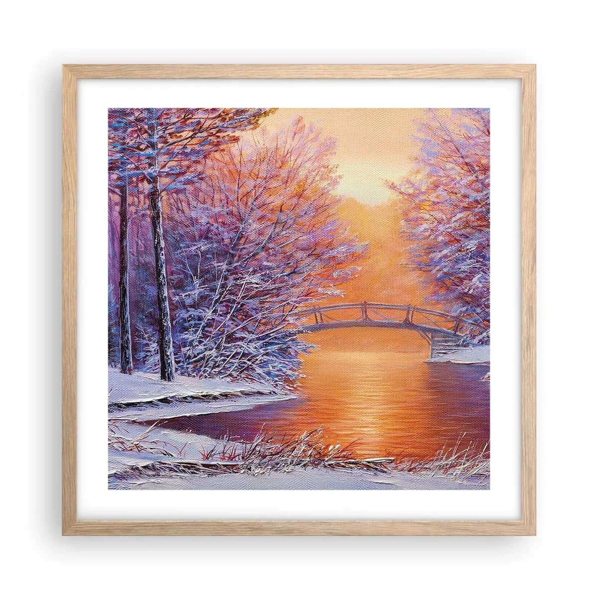 Affiche dans un chêne clair - Poster - On se rencontre ici - 50x50 cm