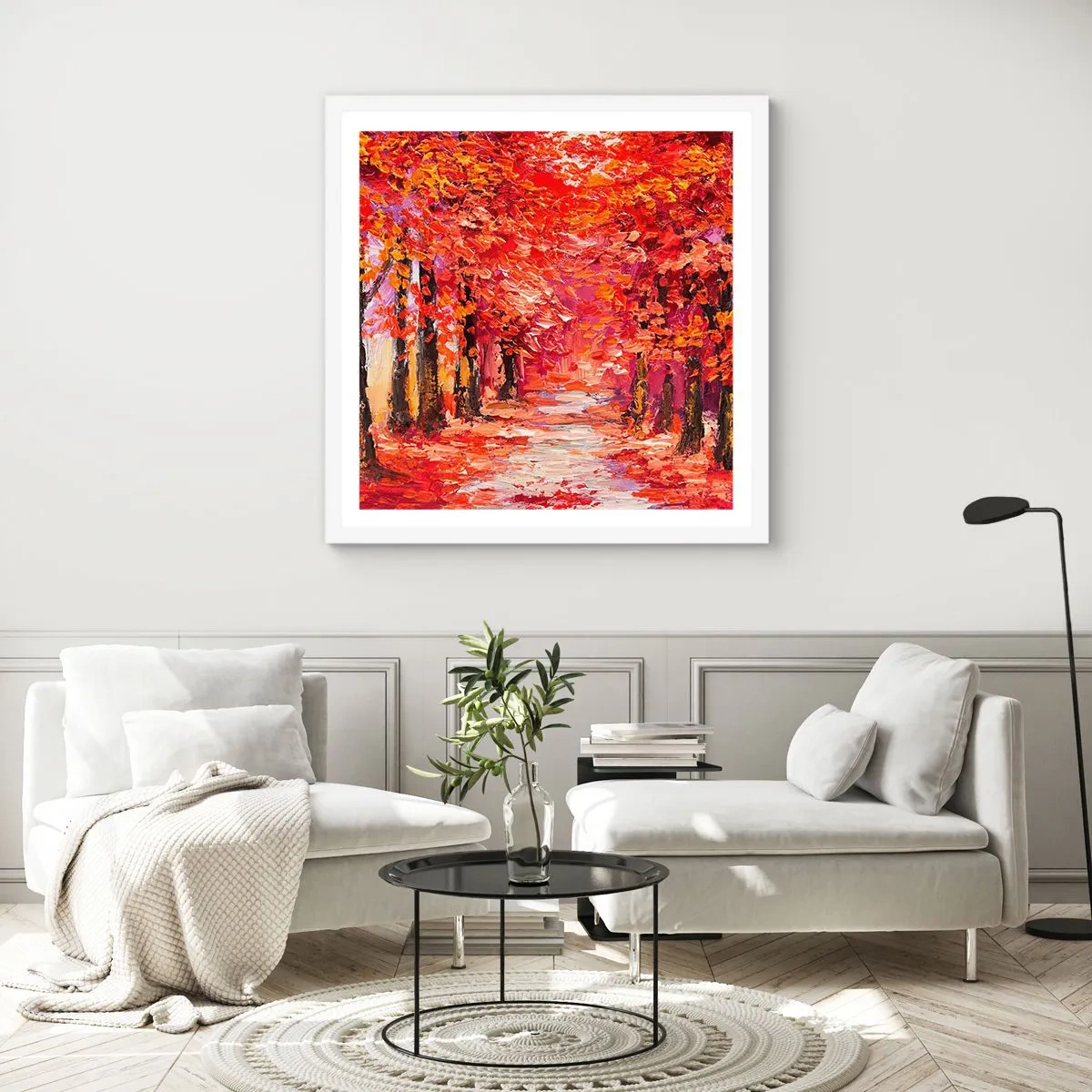 Affiche dans un cadre blanc - Poster - Impression d'automne - 30x30 cm