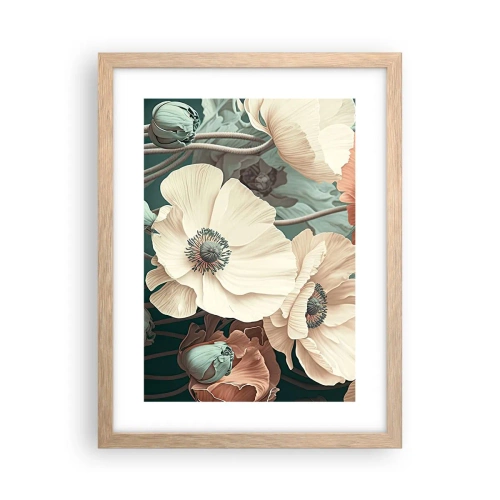 Affiche dans un chêne clair - Poster - Le murmure des coquelicots - 30x40 cm