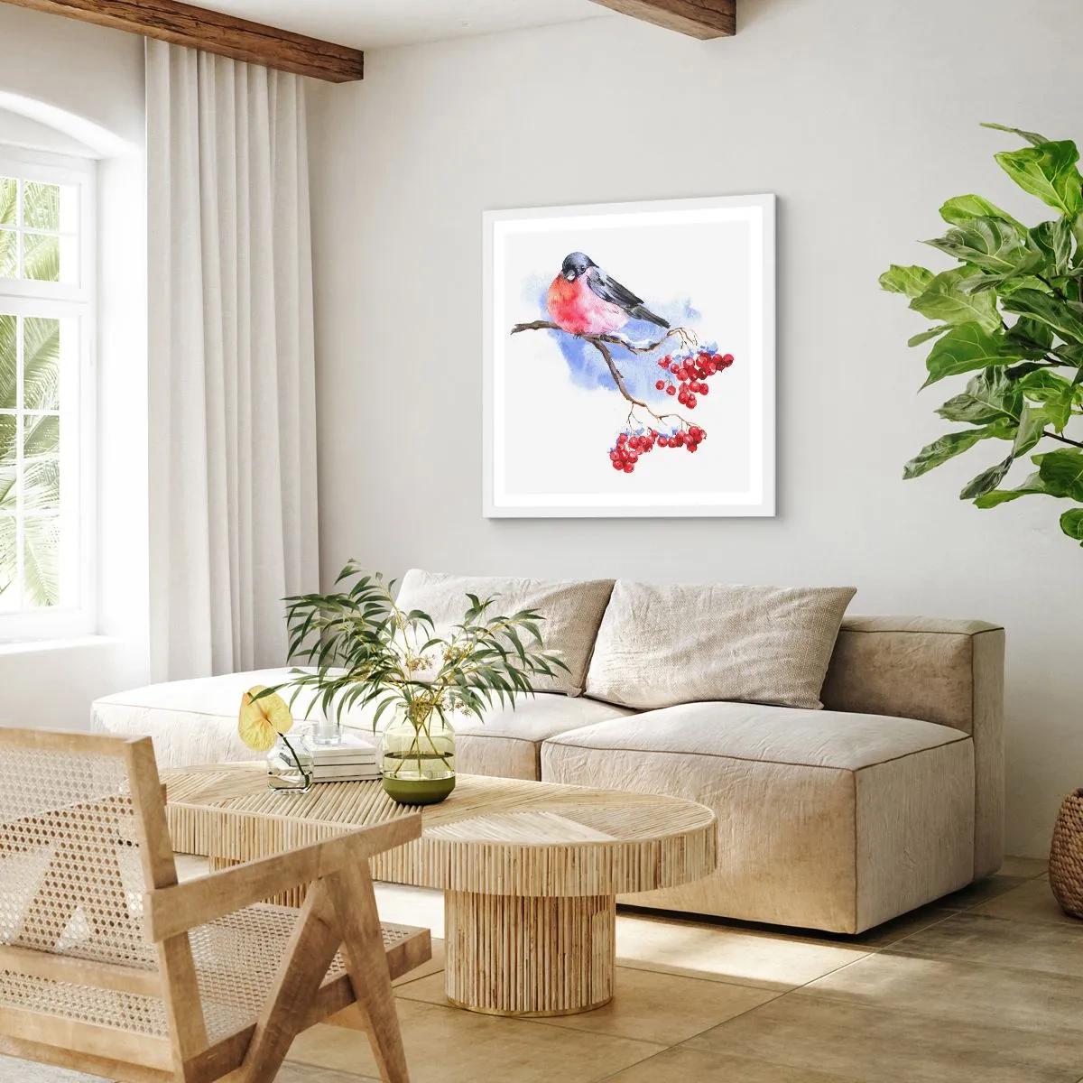 Affiche dans un cadre blanc - Poster - L'hiver en couleurs - 30x30 cm