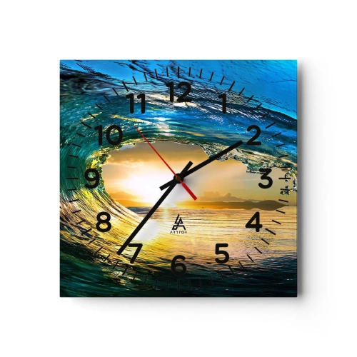 Horloge murale - Pendule murale - Dans un éclat émeraude-or - 30x30 cm