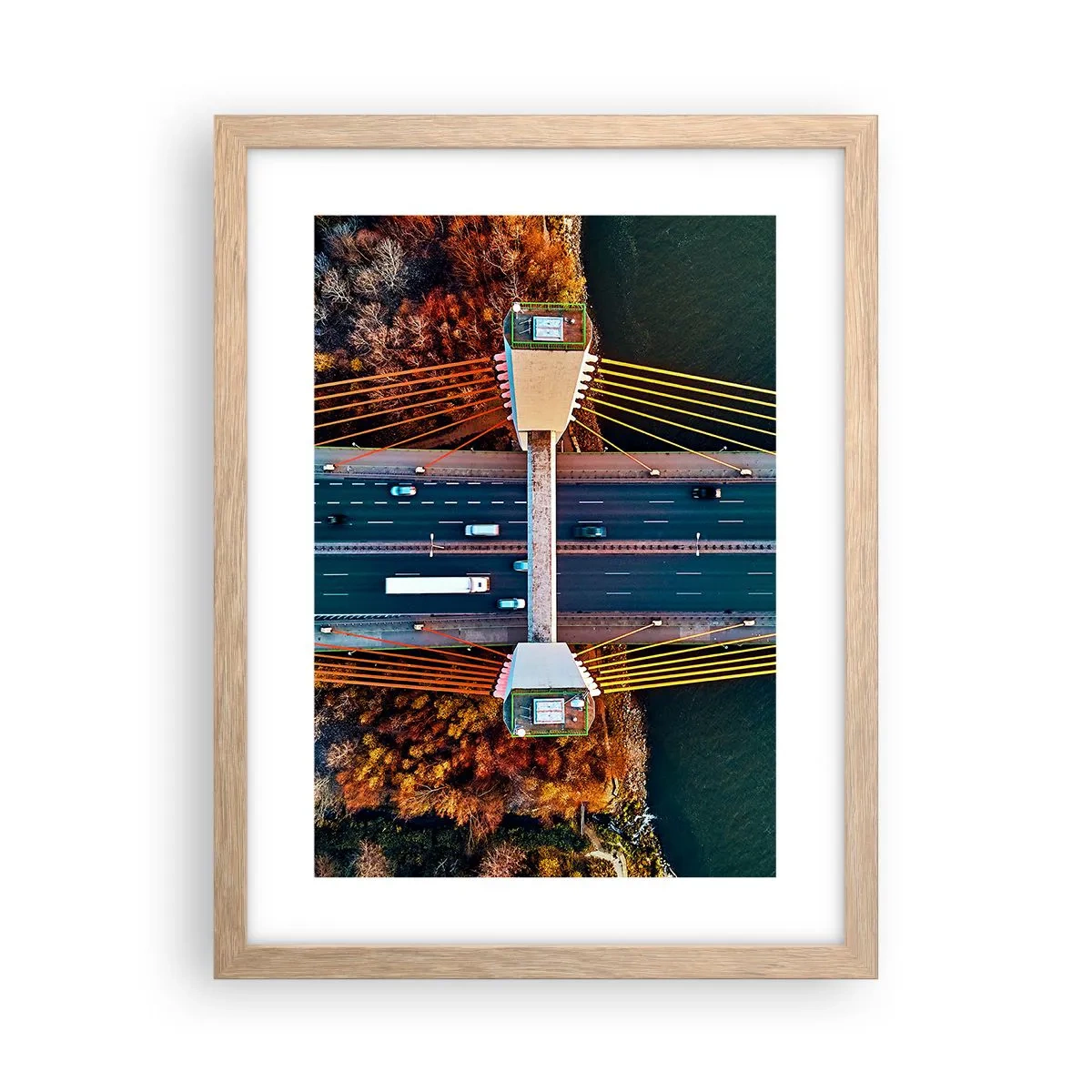 Affiche dans un chêne clair - Poster - Au dessus de l'eau et de la forêt - 30x40 cm