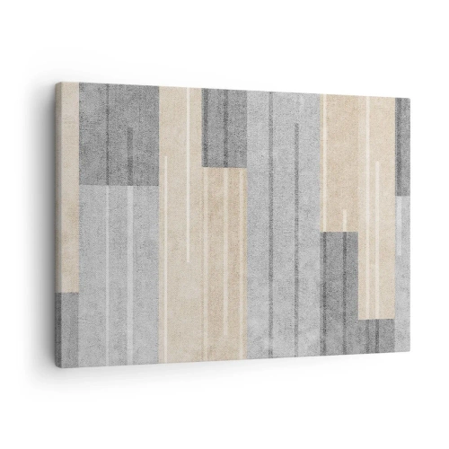 Impression sur toile - Image sur toile - Composition géométrique dans les tons de gris et de beige - 70x50cm - Composition : se tenir droit - Décoration murale moderne pour le salon et la chambre ARTTOR
