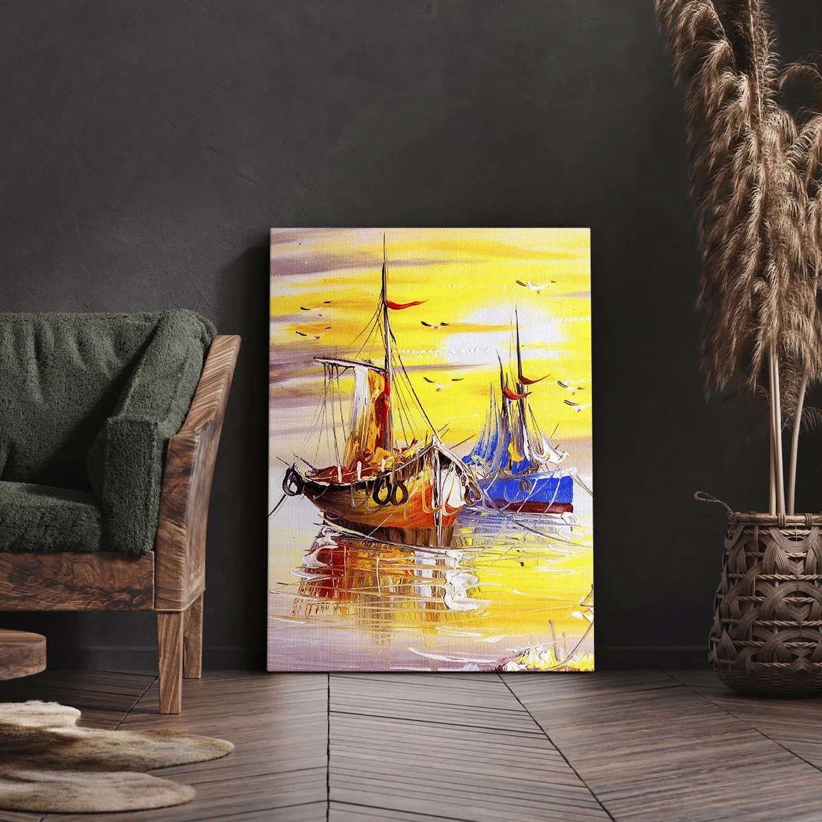 Impression sur toile - Image sur toile - Un repos bien mérité au port - 65x120 cm