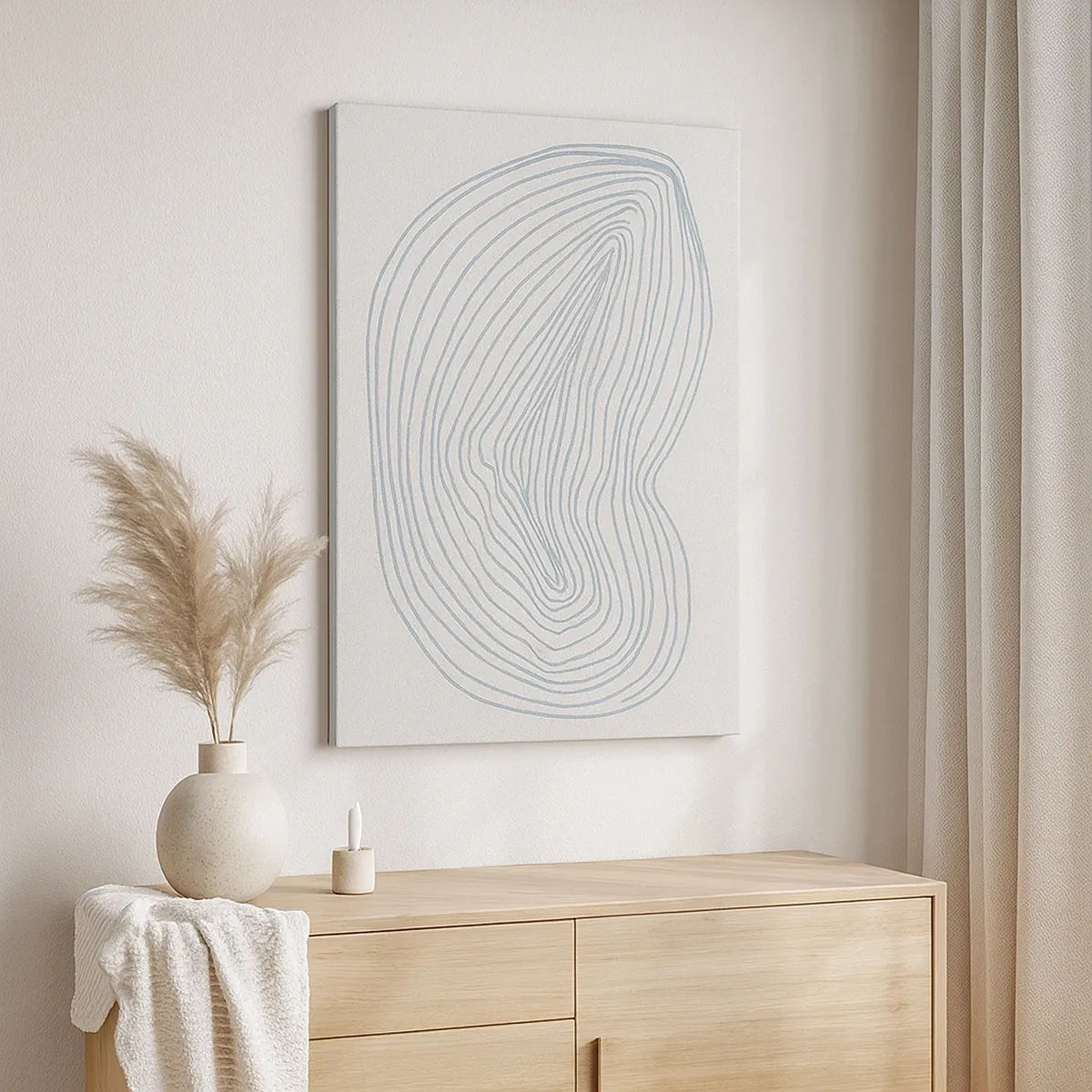 Impression sur toile - Image sur toile - Motif de vague abstrait en bleu délicat - 50x70cm - Une goutte de sourire - Décoration murale moderne pour le salon et la chambre ARTTOR