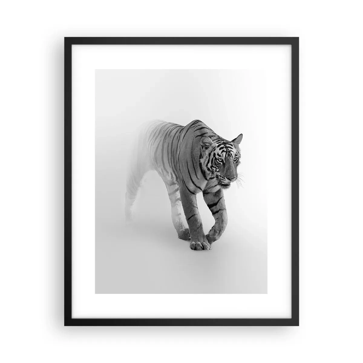 Affiche dans un cadre noir - Poster - Accroupi dans le brouillard - 40x50 cm