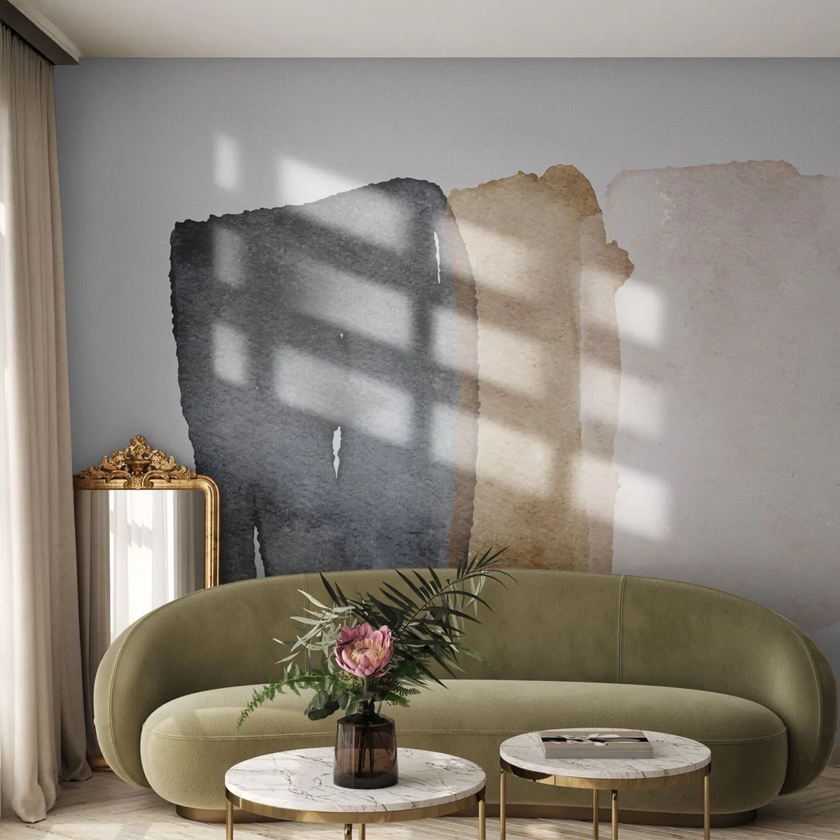 Papier peint sur mesure Premium Sand - Composition de couleurs de la terre - Abstraction, Morceau, Minimalisme