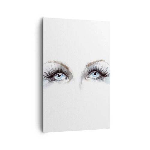 Impression sur toile - Image sur toile - Aquarelle aux yeux bleus et aux accents délicats - 80x120cm - Yeux d'ange? - Décoration murale moderne pour le salon et la chambre ARTTOR