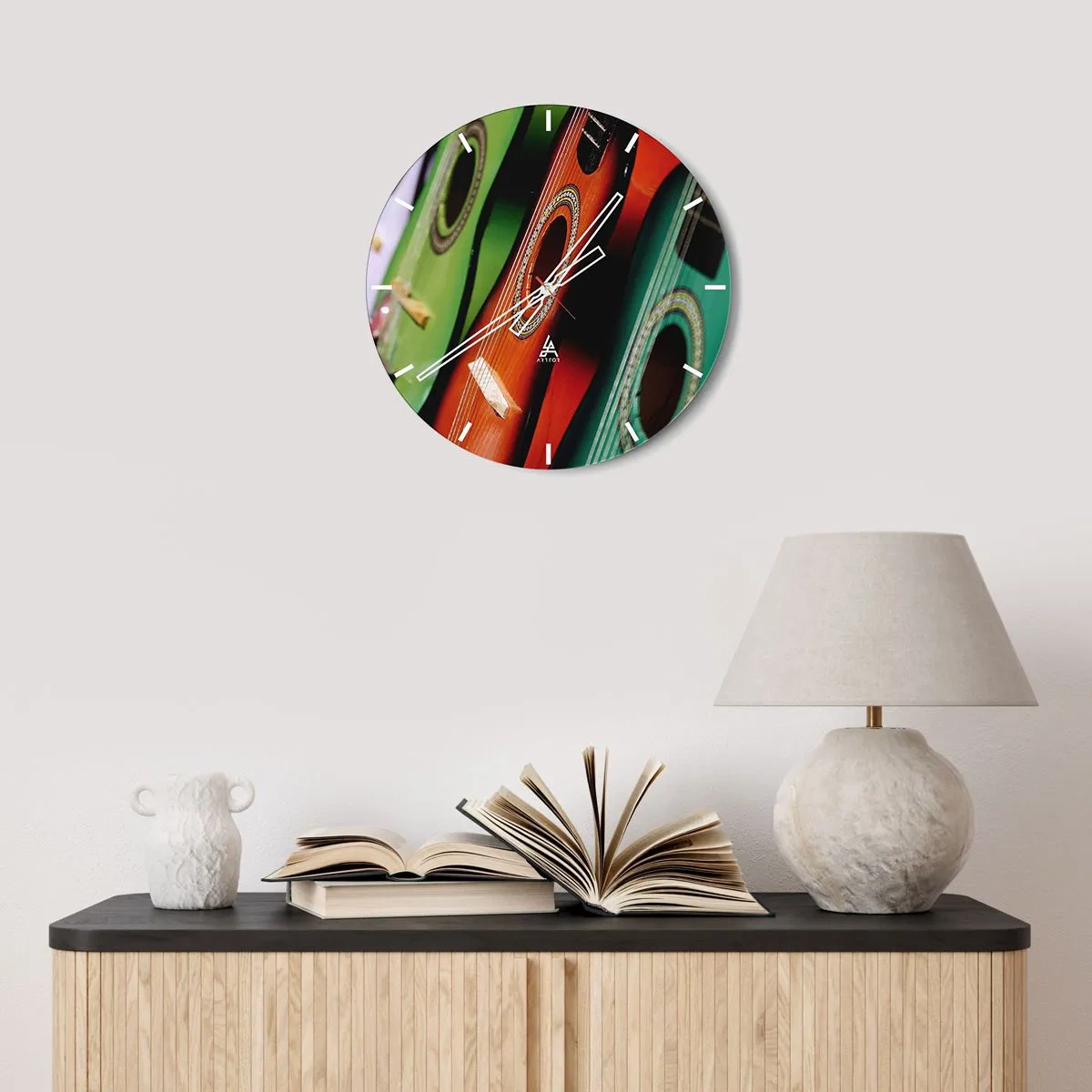 Horloge murale - Pendule murale - La guitare a plusieurs couleurs - 40x40 cm