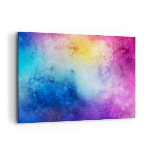Impression sur toile - Image sur toile - Une composition abstraite dans des tons pastel de rose et de bleu. - 100x70cm - Presque au septième ciel - Décoration murale moderne pour le salon et la chambre ARTTOR