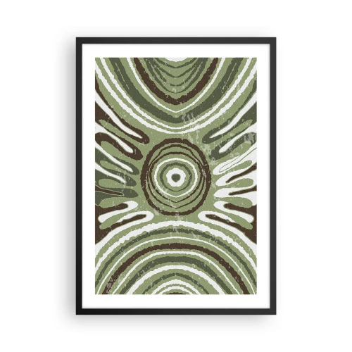 Affiche dans un cadre noir - Poster - Motif abstrait symétrique dans des tons de vert - 50x70cm - Une explosion d'émotions - Décoration murale moderne pour le salon et la chambre ARTTOR
