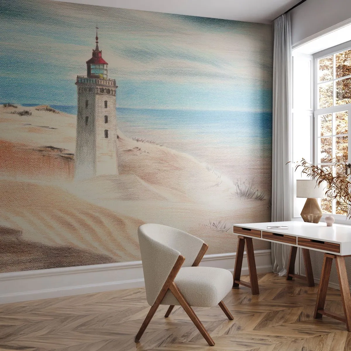 Papier peint sur mesure Premium Canvas - Toujours regarder la mer - Phare, Plage, Mer