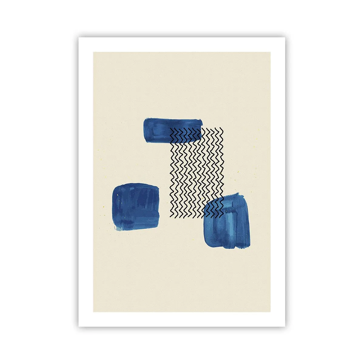 Affiche - Poster - Composition abstraite dans les tons bleu marine avec des lignes - 50x70cm - Quatuor abstrait - Décoration murale moderne pour le salon et la chambre ARTTOR
