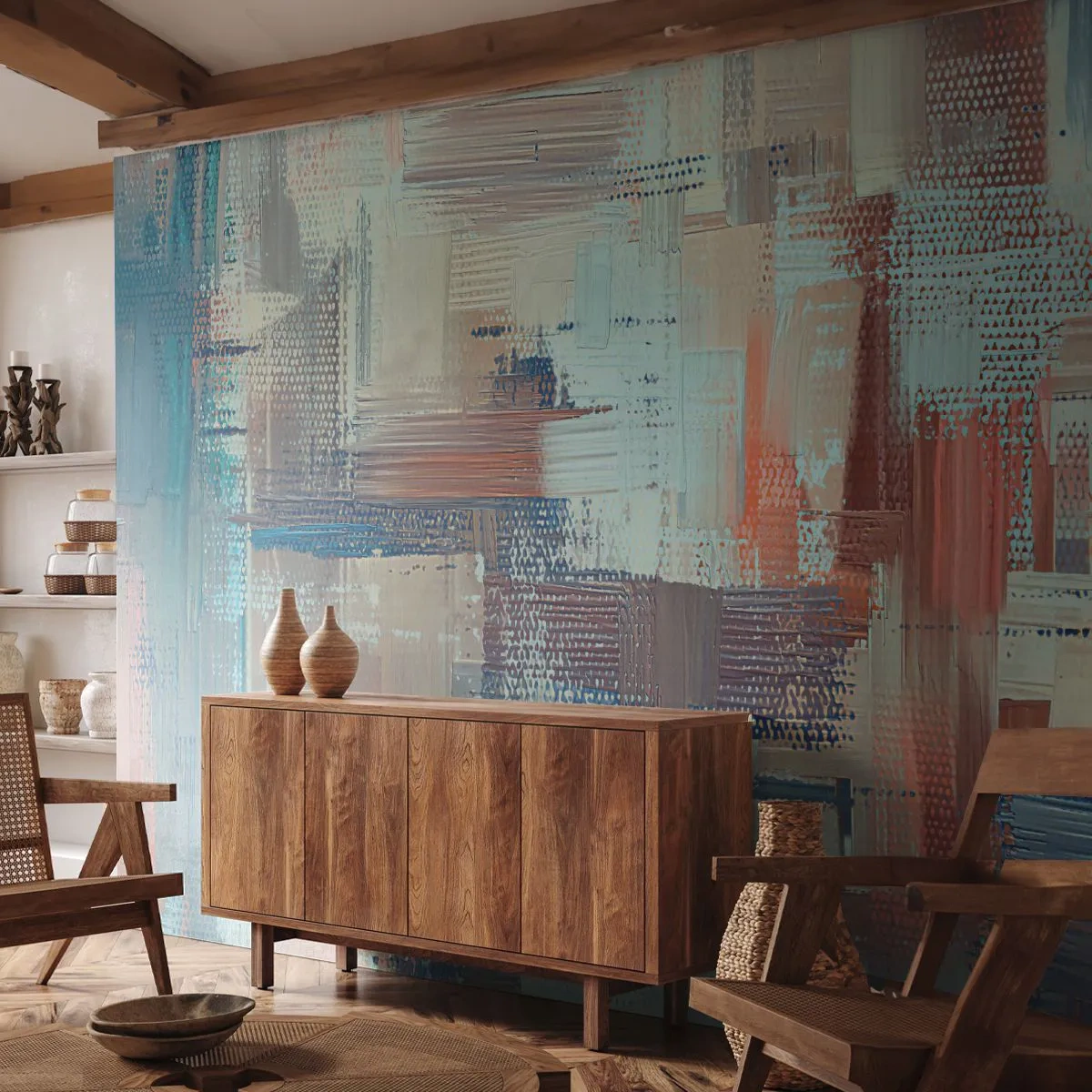 Papier Peint Photo Premium Canvas - Atteindre la lumière - Pastel, Minimalisme, Brillant - 200x140 cm