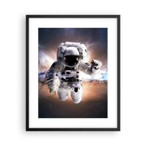 Affiche dans un cadre noir - Poster - Salutations de l'espace - 40x50 cm