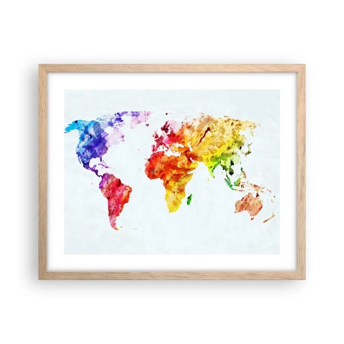 Affiche dans un chêne clair - Poster - Toutes les couleurs du monde - 50x40 cm